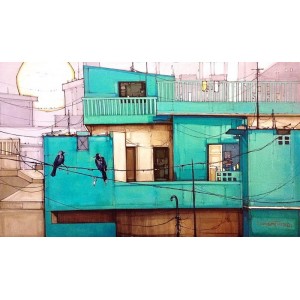 Salman Farooqi, 36 x 60 Inch, Acrylic on Canvas, Cityscape Painting, AC-SF-410